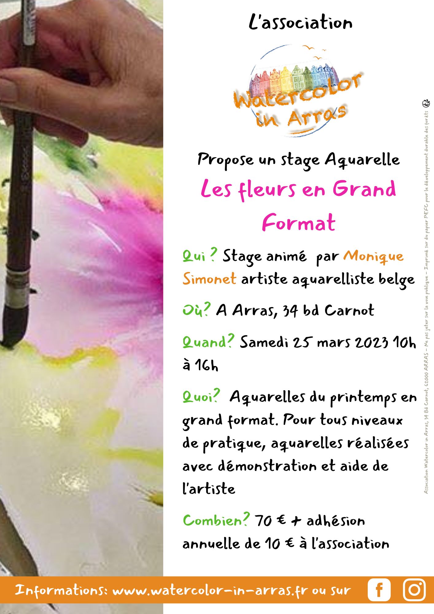 Stage Aquarelle Fleurs en Grand Format – Mars 2023